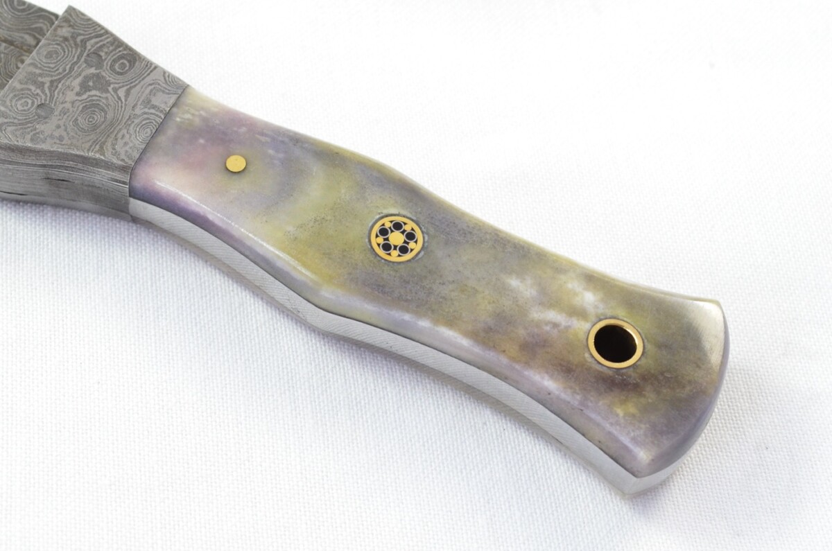 Unique New Genuine Damascus Steel Bespoke Full Tang Camel Bone Handle Sheffield Sgian Dubh with Leather Sheath Gift Boxed - Image 3