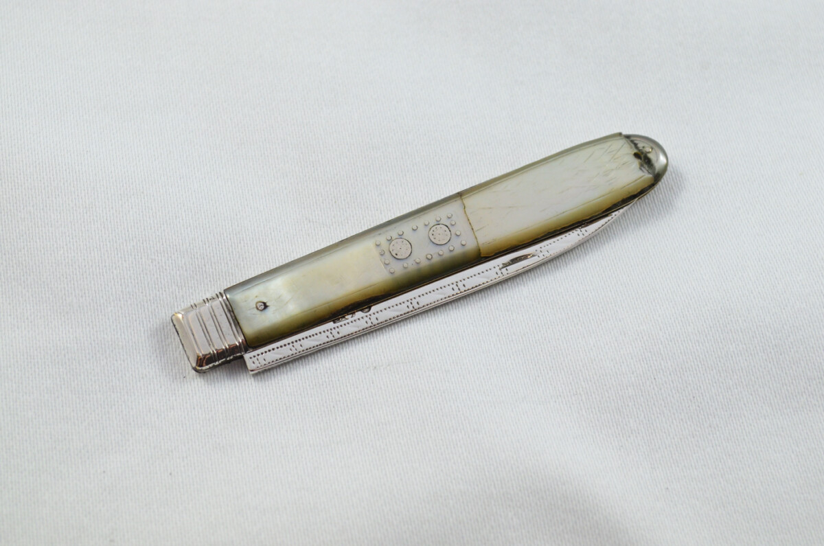 Sheffield Antique Solid Silver Bladed Mother Of Pearl Scaled Pen/Fruit Knife 1798 - Image 7