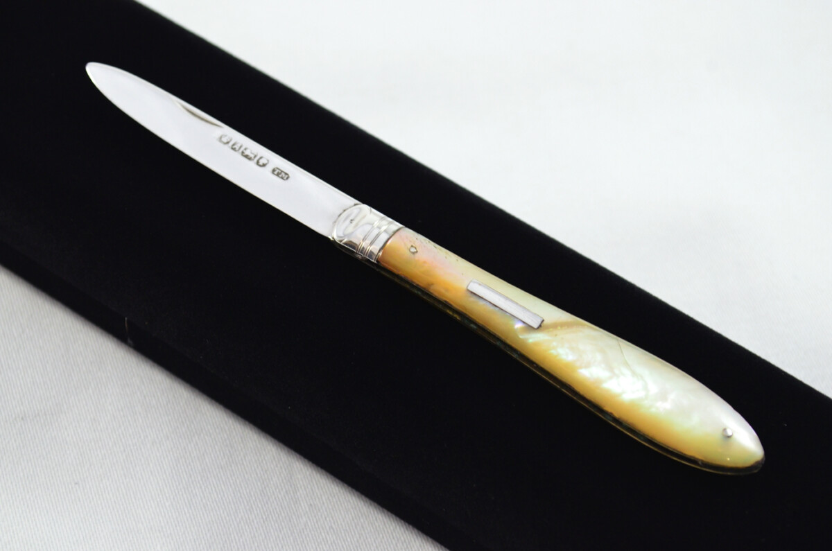 Sheffield Thomas Marples Solid Silver Bladed Mother Of Pearl Scaled Pen/Fruit Knife 1806