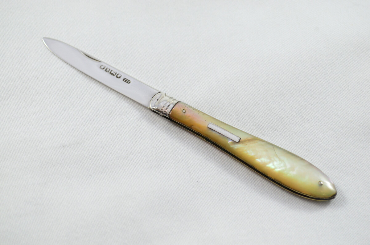 Sheffield Thomas Marples Solid Silver Bladed Mother Of Pearl Scaled Pen/Fruit Knife 1806 - Image 2