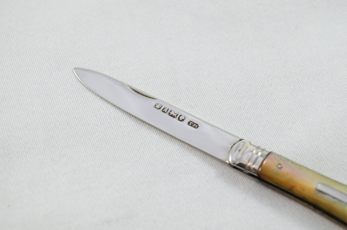 Sheffield Thomas Marples Solid Silver Bladed Mother Of Pearl Scaled Pen/Fruit Knife 1806 - Image 3