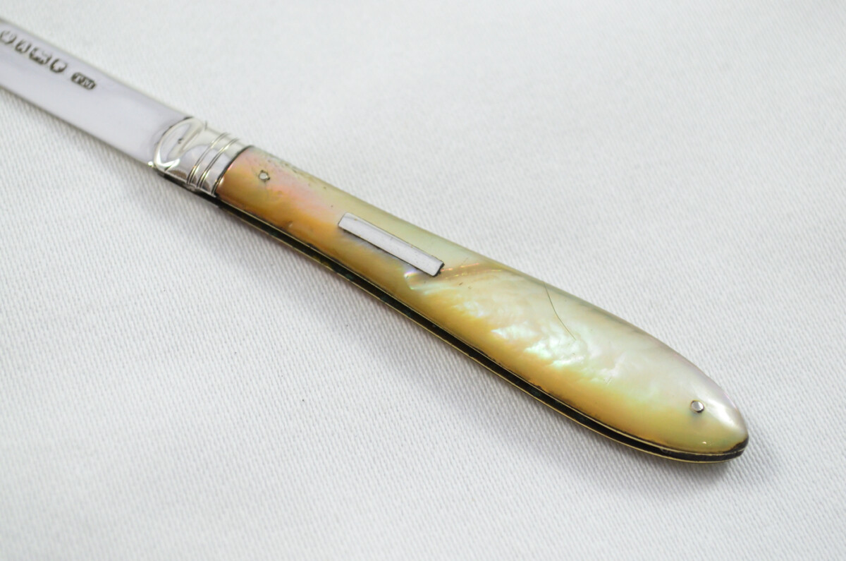 Sheffield Thomas Marples Solid Silver Bladed Mother Of Pearl Scaled Pen/Fruit Knife 1806 - Image 4