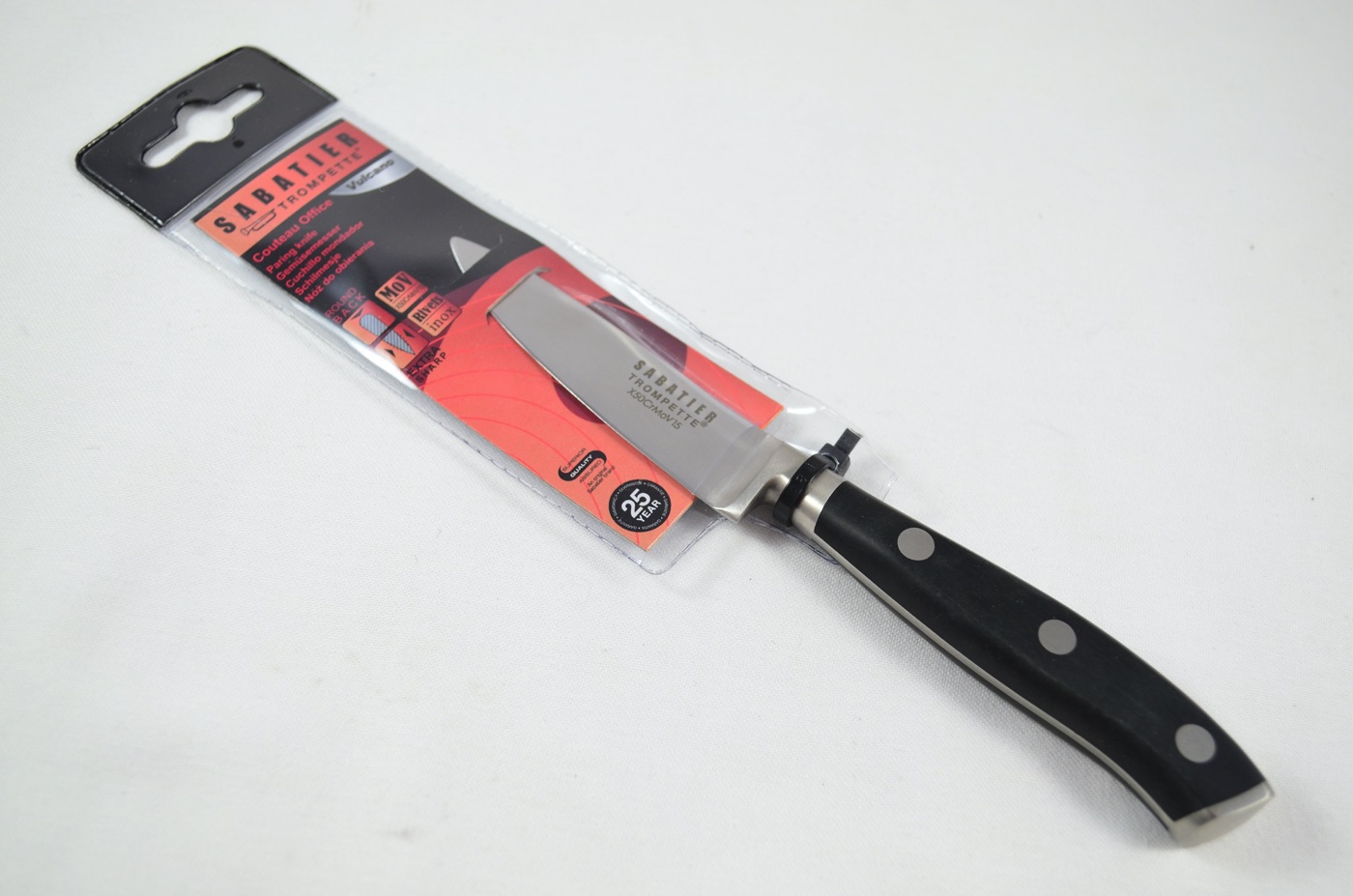 V Sabatier Paring Knife 8.5cm Black Triple Riveted Handle Vulcano - Richardson Sheffield
