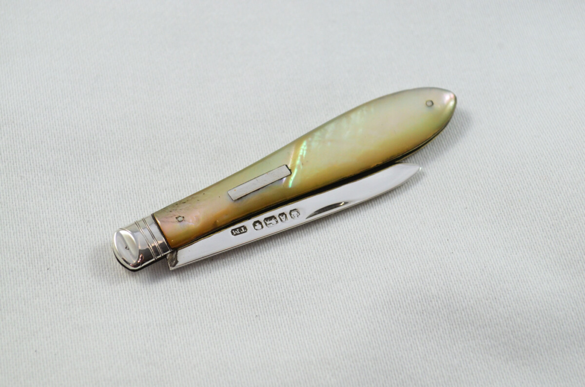 Sheffield Thomas Marples Solid Silver Bladed Mother Of Pearl Scaled Pen/Fruit Knife 1806 - Image 7