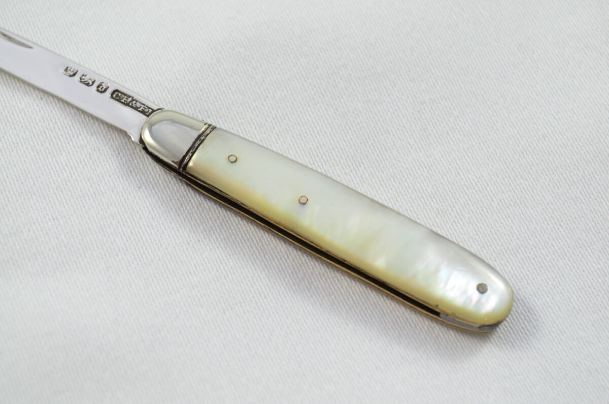 Sheffield Constantine & Floyd Solid Silver Bladed Mother Of Pearl Scaled Pen/Fruit Knife 1896 - Image 4