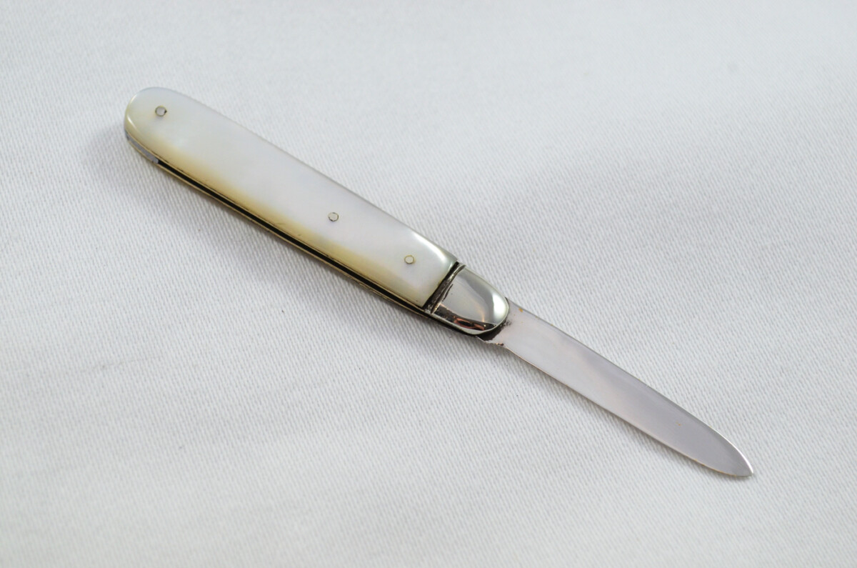 Sheffield Constantine & Floyd Solid Silver Bladed Mother Of Pearl Scaled Pen/Fruit Knife 1896 - Image 5