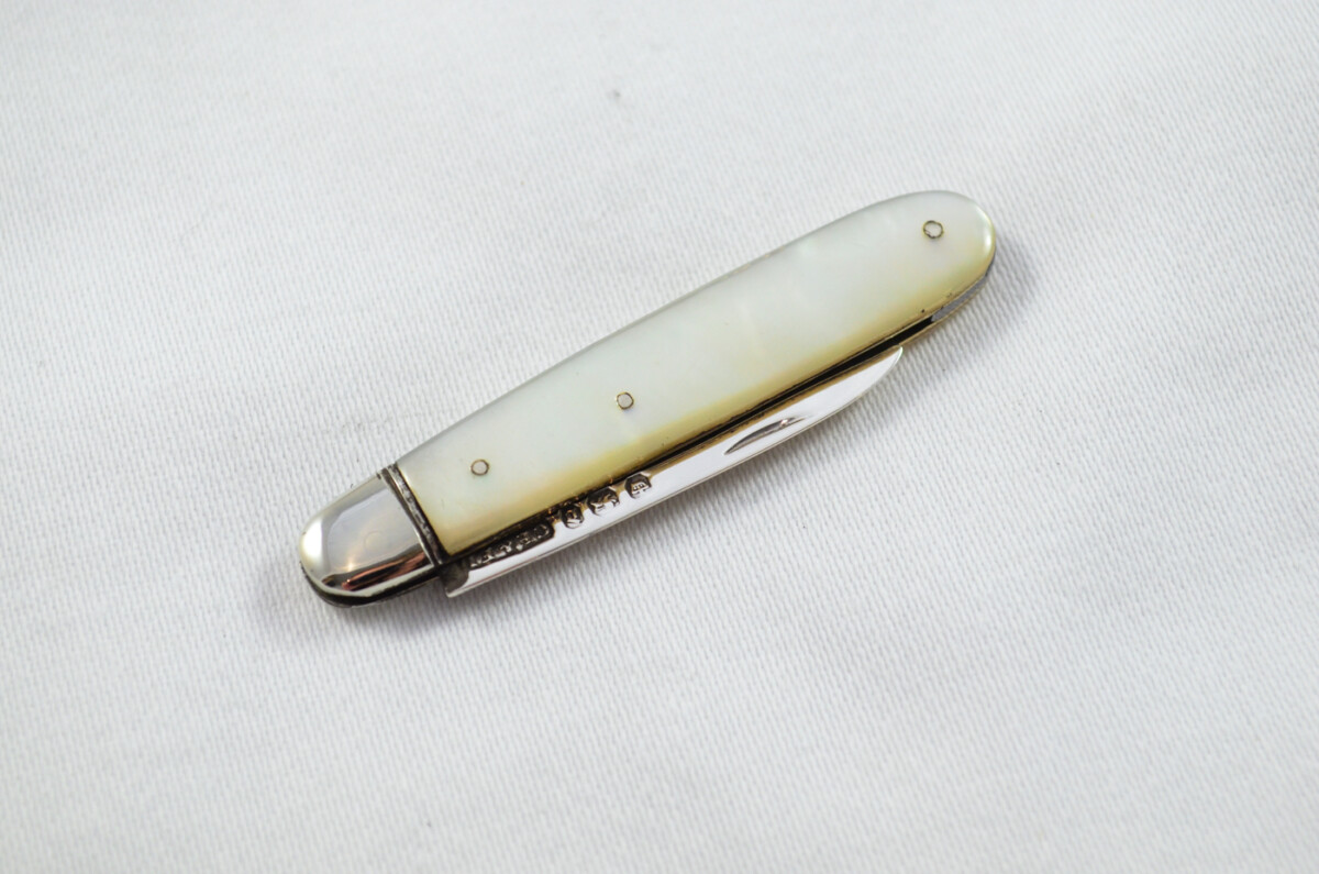 Sheffield Constantine & Floyd Solid Silver Bladed Mother Of Pearl Scaled Pen/Fruit Knife 1896 - Image 7