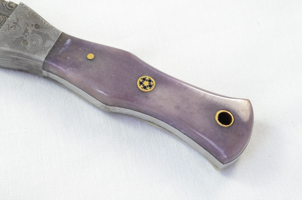 Unique New Genuine Damascus Steel Bespoke Full Tang Camel Bone Handle Sheffield Sgian Dubh with Leather Sheath Gift Boxed - Image 3