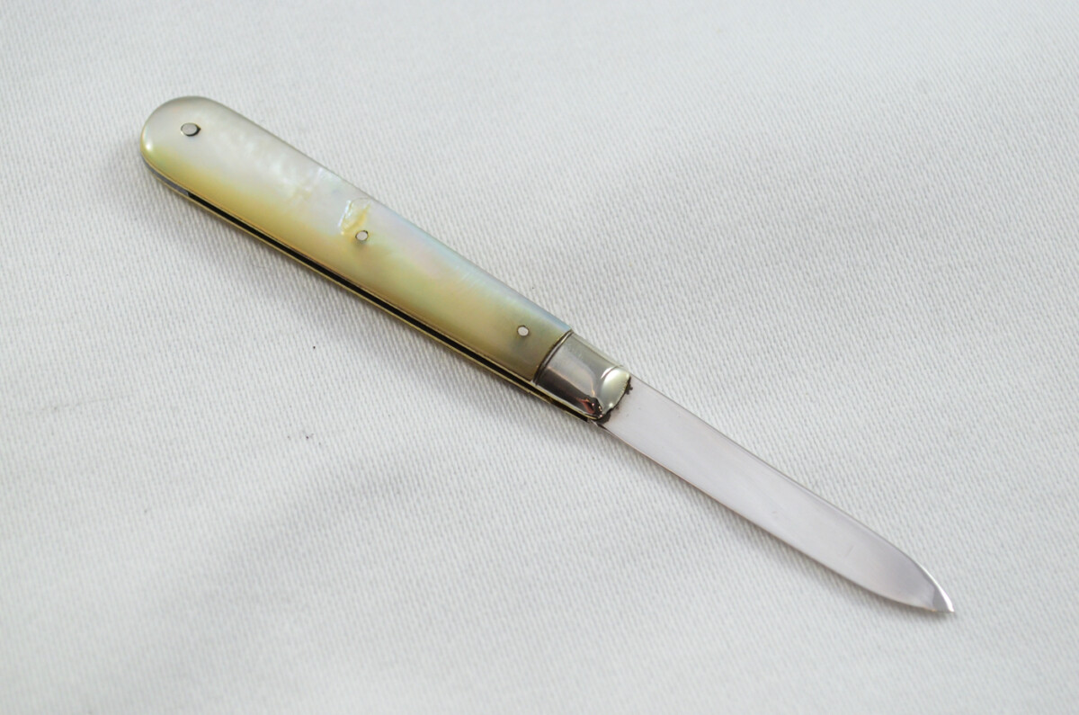 Sheffield John Yeomans Solid Silver Bladed Mother Of Pearl Scaled Pen/Fruit Knife 1903 - Image 5