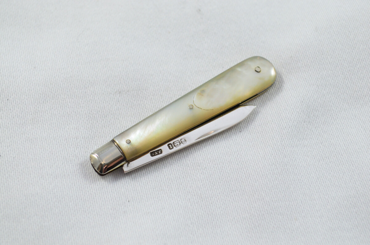 Sheffield John Yeomans Solid Silver Bladed Mother Of Pearl Scaled Pen/Fruit Knife 1903 - Image 7