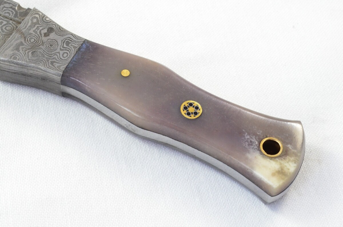 Unique New Genuine Damascus Steel Bespoke Full Tang Camel Bone Handle Sheffield Sgian Dubh with Leather Sheath Gift Boxed - Image 3