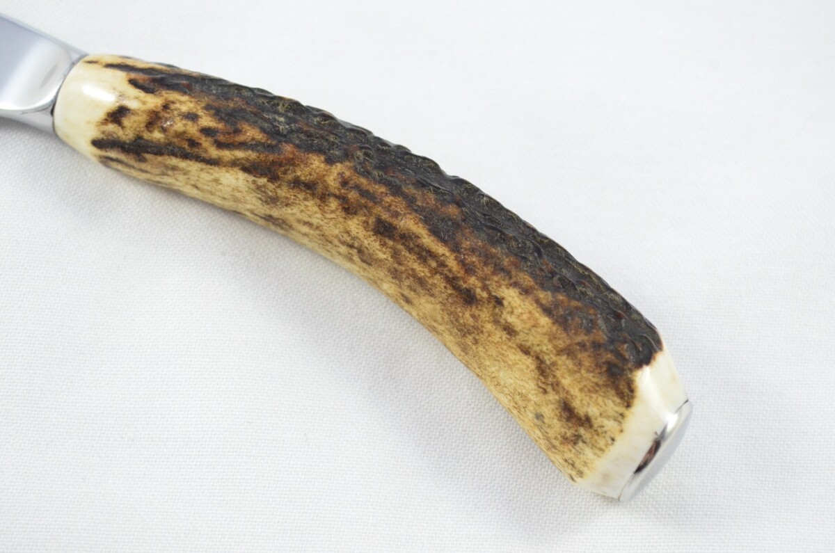 Buckingham Pattern - 12 Limited Edition Buckingham Pattern Genuine Stag/Antler Handle Steak Knives Made Sheffield England Cased - Image 2