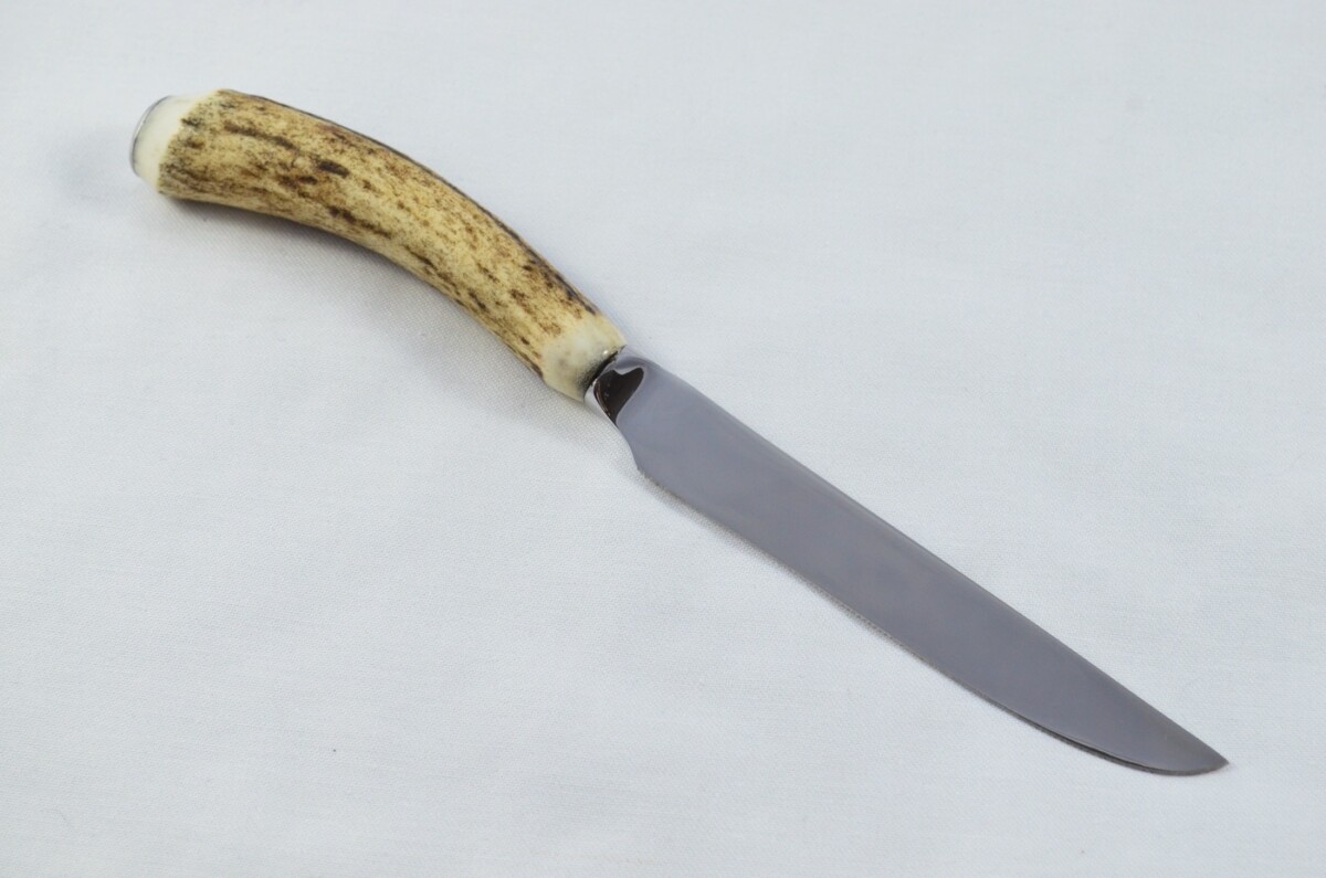Buckingham Pattern - 12 Limited Edition Buckingham Pattern Genuine Stag/Antler Handle Steak Knives Made Sheffield England Cased - Image 4