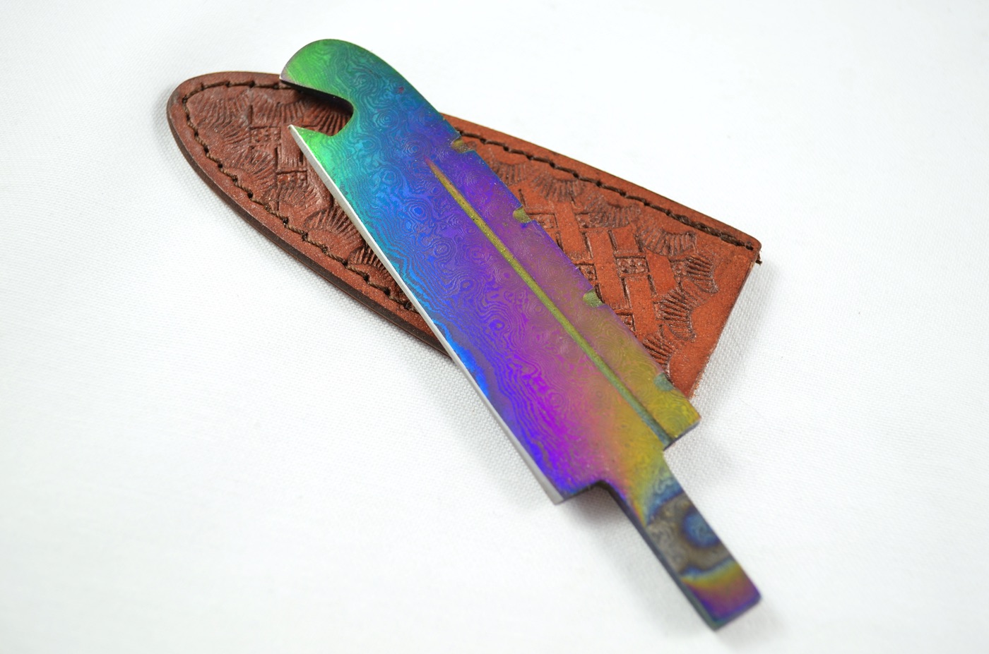 New Fantastic Heat Treated Sgian Dubh Damascus Steel Bottle Opener Blank Blade Made in Sheffield England