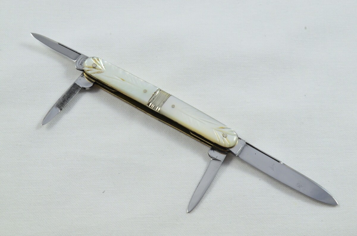 Antique 4 Piece Hand Restored Mother Of Pearl Pen/Pocket Knife c1900 - Solingen - Bontgen & Sabin - Image 6