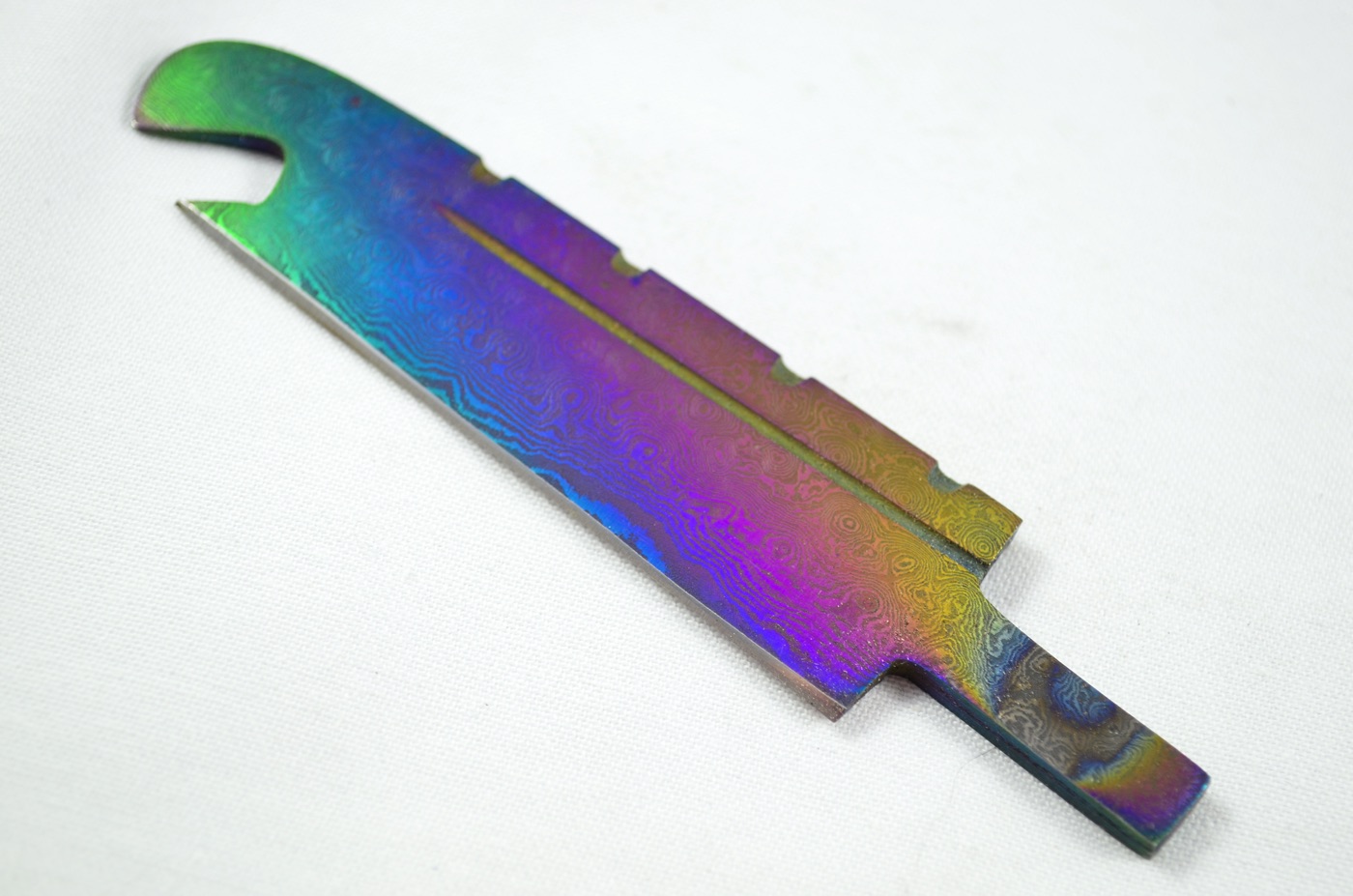 New Fantastic Heat Treated Sgian Dubh Damascus Steel Bottle Opener Blank Blade Made in Sheffield England - Image 2