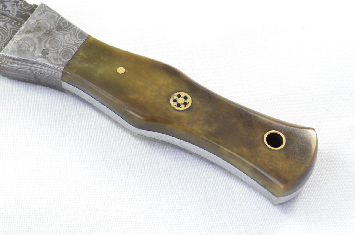 Unique New Genuine Damascus Steel Bespoke Full Tang Camel Bone Handle Sheffield Sgian Dubh with Leather Sheath Gift Boxed - Image 3