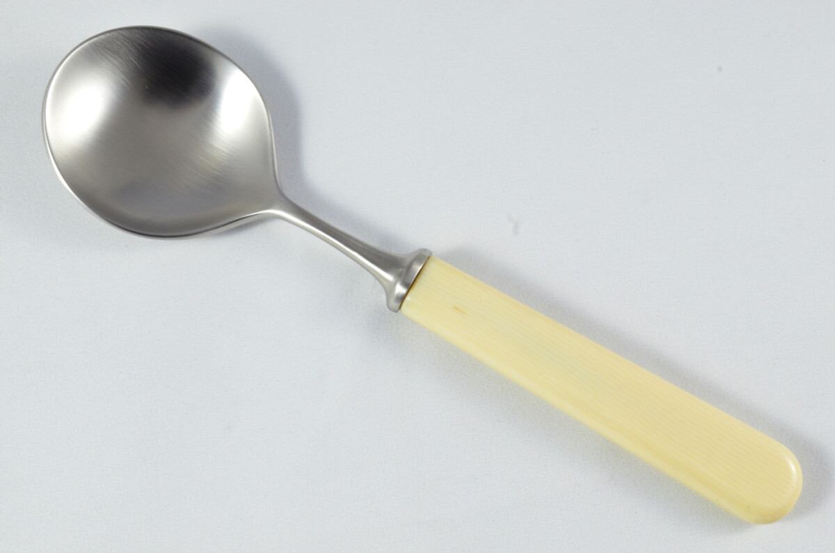 New Fantastic Genuine Cream Handle Soup Spoon Brushed Finish Made In Sheffield England