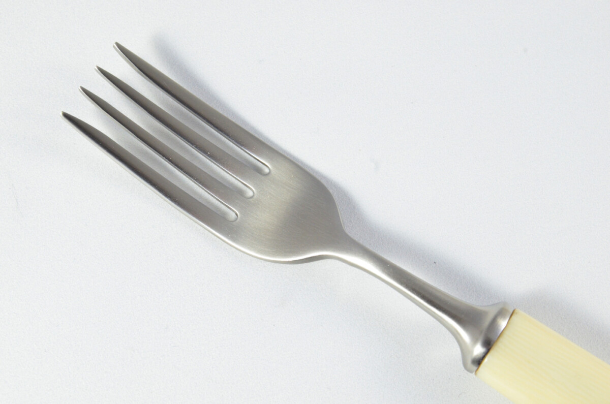 New Fantastic Genuine Cream Handle Steak Knife & Fork Brushed Finish Made In Sheffield England - Image 4