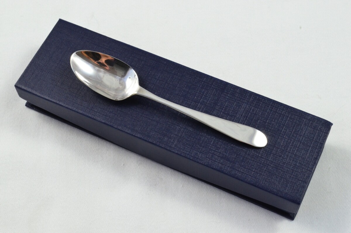 London Solid Silver Antique Christening Spoon - Old English Pattern - Made in 1804 - Presentation Case