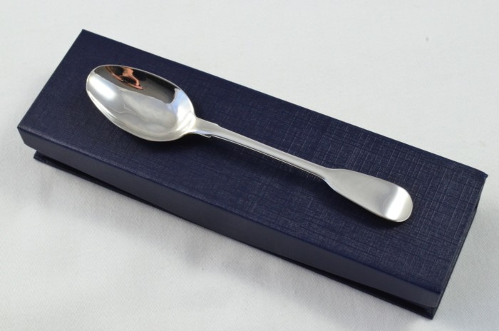 William Chawner London Solid Silver Antique Christening Spoon - Old English Fiddle Pattern - Made in 1831 - Presentation Case