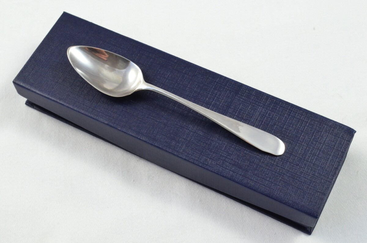 Sheffield Solid Silver Antique Christening Spoon - Old English Pattern - Made in 1799 - Presentation Case