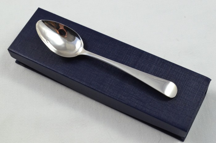 Sheffield Solid Silver Antique Christening Spoon - Old English Pattern - Made in 1825 - Presentation Case