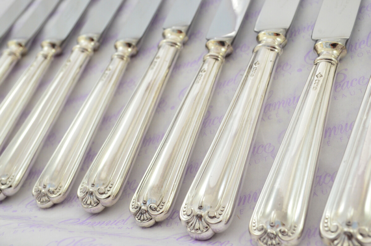 JESMOND PATTERN 12 DINNER & 12 DESSERT KNIVES STERLING SILVER 1982 IMMACULATE CONDITION - Image 4