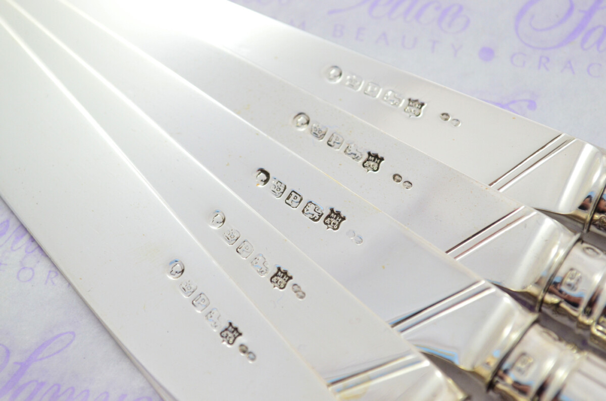OLD ENGLISH 12 PAIRS STERLING SILVER HANDLED AND BLADED KNIVES & FORKS LONDON 1888 - Image 6