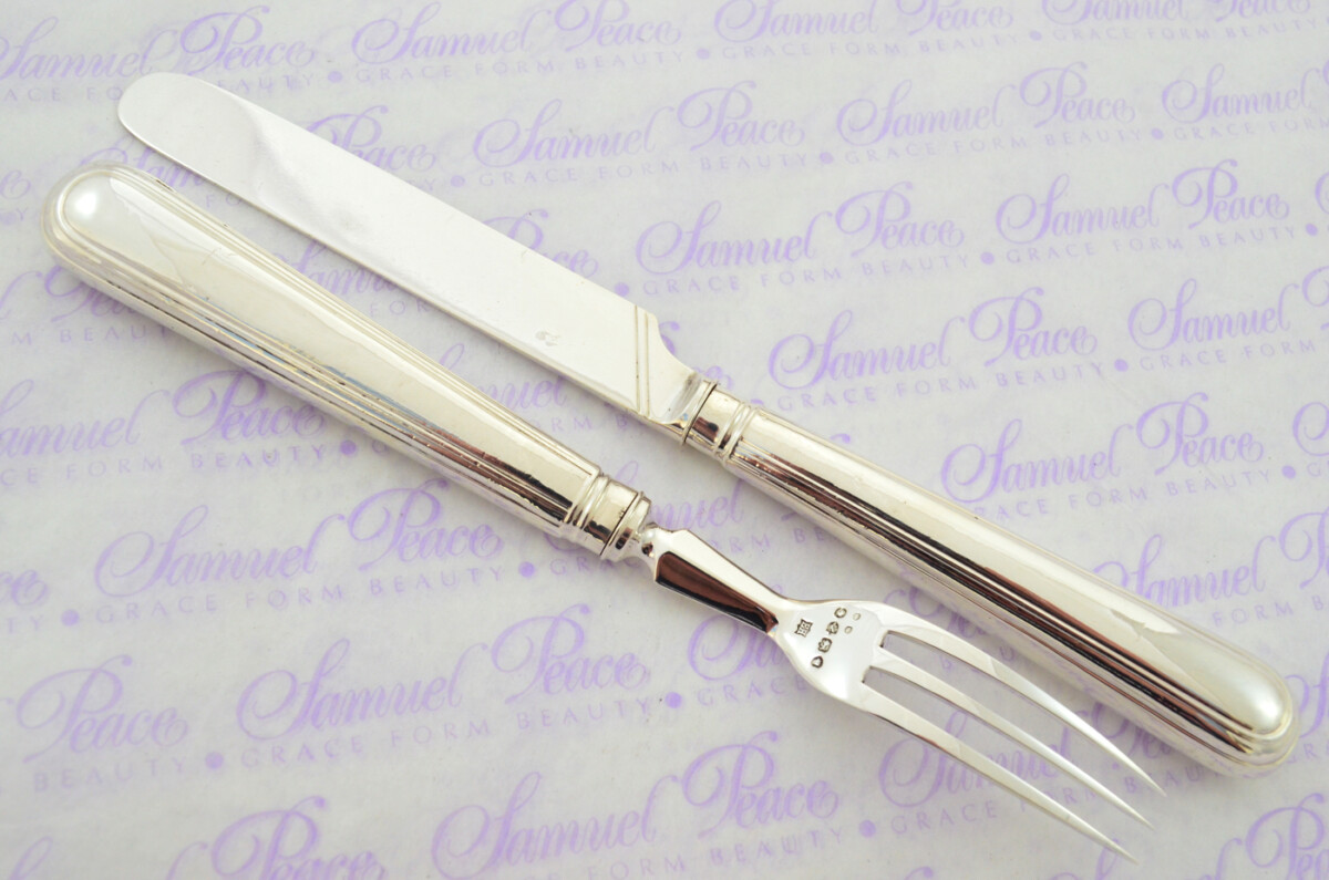 OLD ENGLISH 12 PAIRS STERLING SILVER HANDLED AND BLADED KNIVES & FORKS LONDON 1888 - Image 10