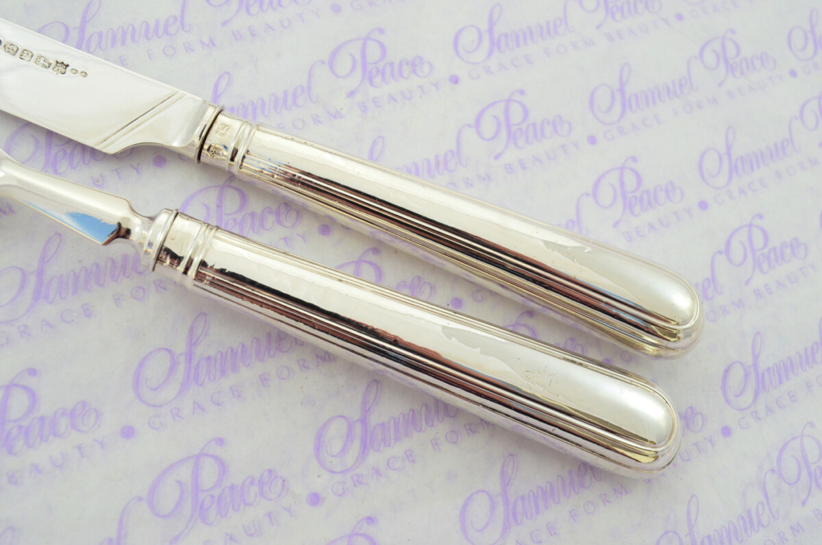 OLD ENGLISH 12 PAIRS STERLING SILVER HANDLED AND BLADED KNIVES & FORKS LONDON 1888 - Image 11