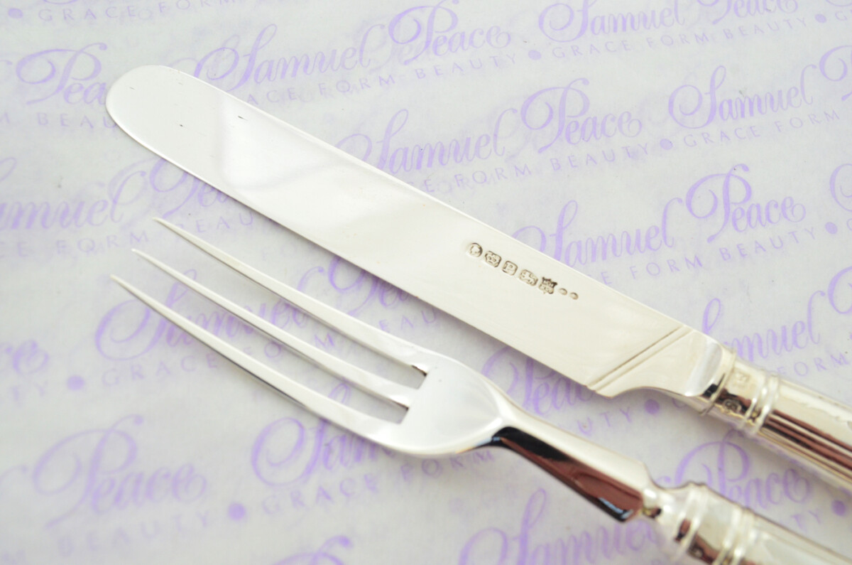 OLD ENGLISH 12 PAIRS STERLING SILVER HANDLED AND BLADED KNIVES & FORKS LONDON 1888 - Image 12