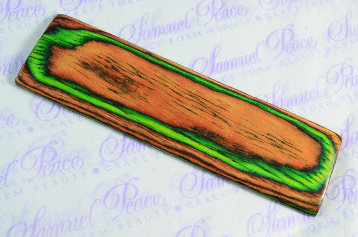 Pair of Green & Orange Laminated Wood Knife Scales Knife Making Parts Wood Blanks - Image 3