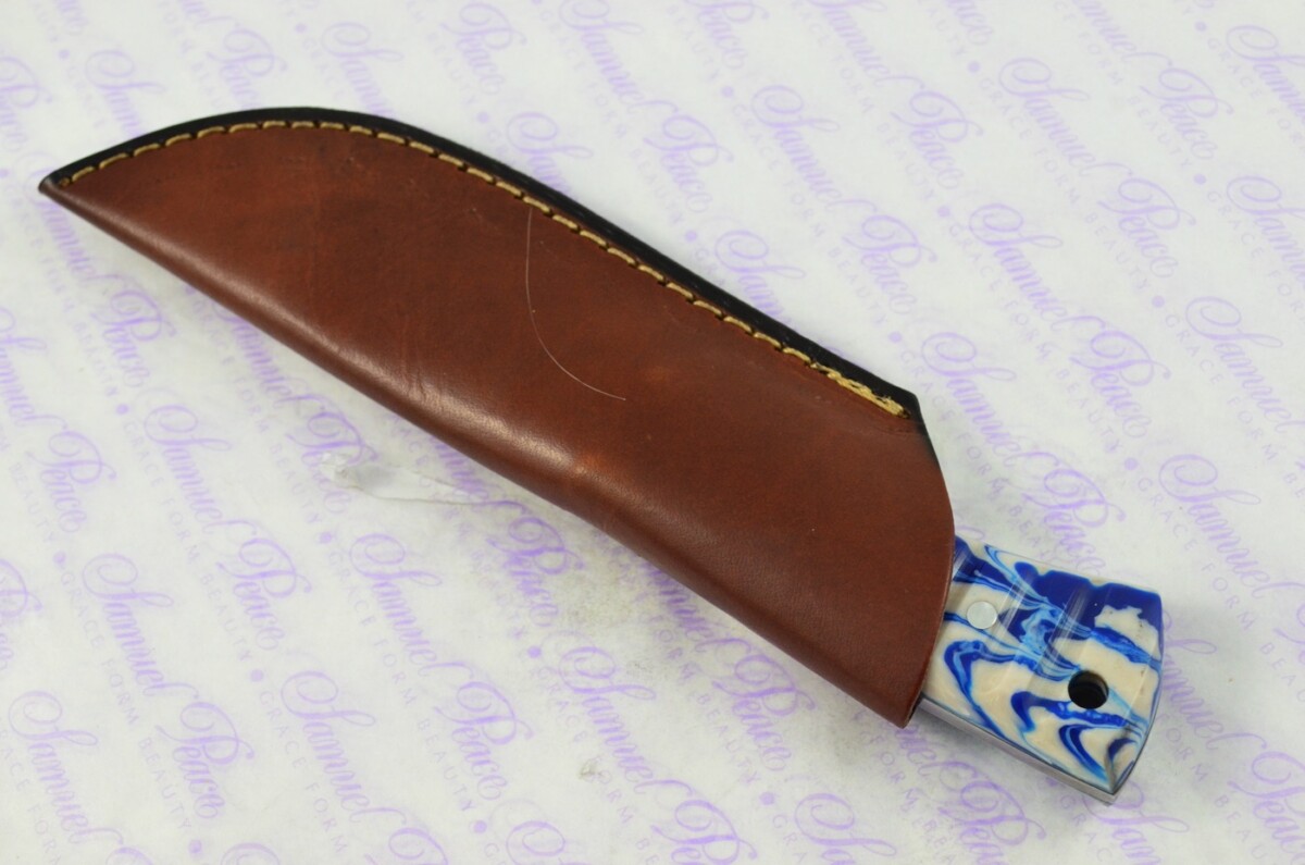 Astounding D2 Carbon Steel Hunting Knife with Resin Scales inc Leather Sheath - Image 7