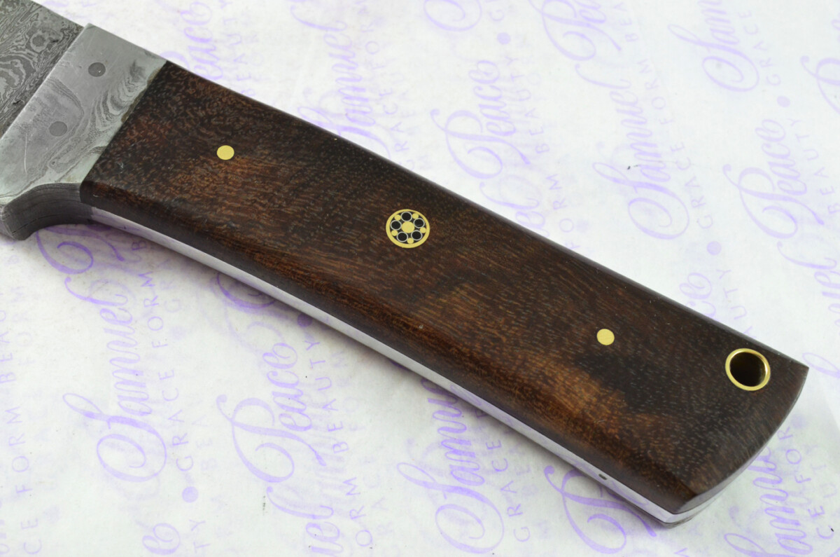 Astounding Damascus Steel Hunting Knife with Straight Back Blade & Rosewood Scales inc Leather Sheath - Image 5