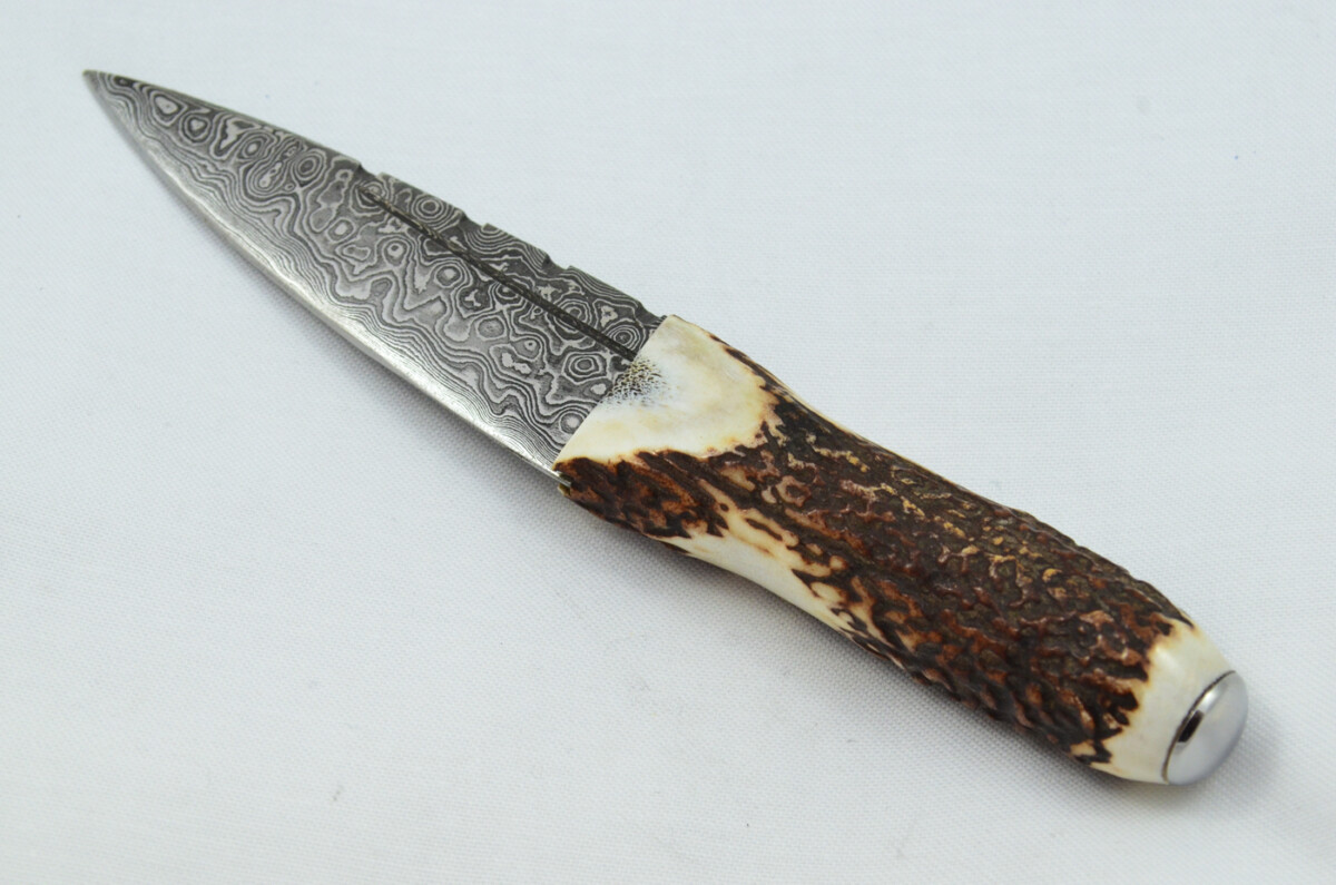 A Fantastic Handmade Genuine Stag Horn Handle Damascus Steel Sgian Dubh Made in Sheffield England - Image 3