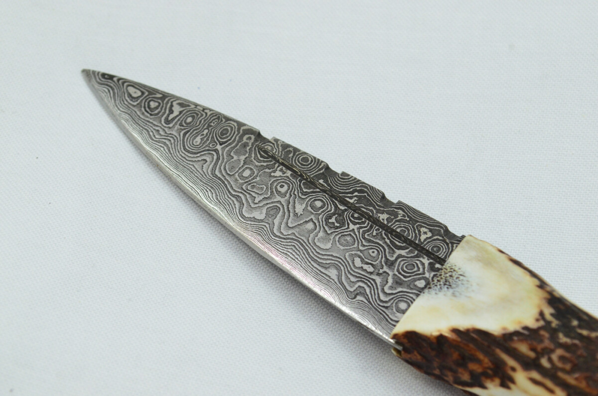A Fantastic Handmade Genuine Stag Horn Handle Damascus Steel Sgian Dubh Made in Sheffield England - Image 5