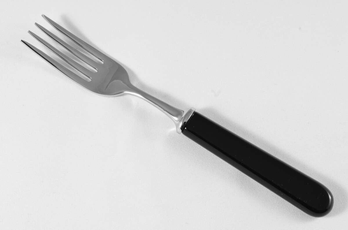 New Fantastic Genuine Black Handle Dessert Fork Mirrored Finish Made In Sheffield England