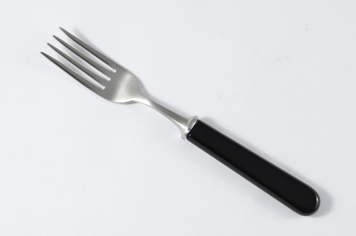 New Fantastic Genuine Black Handle Steak Fork Brushed Finish Made In Sheffield England