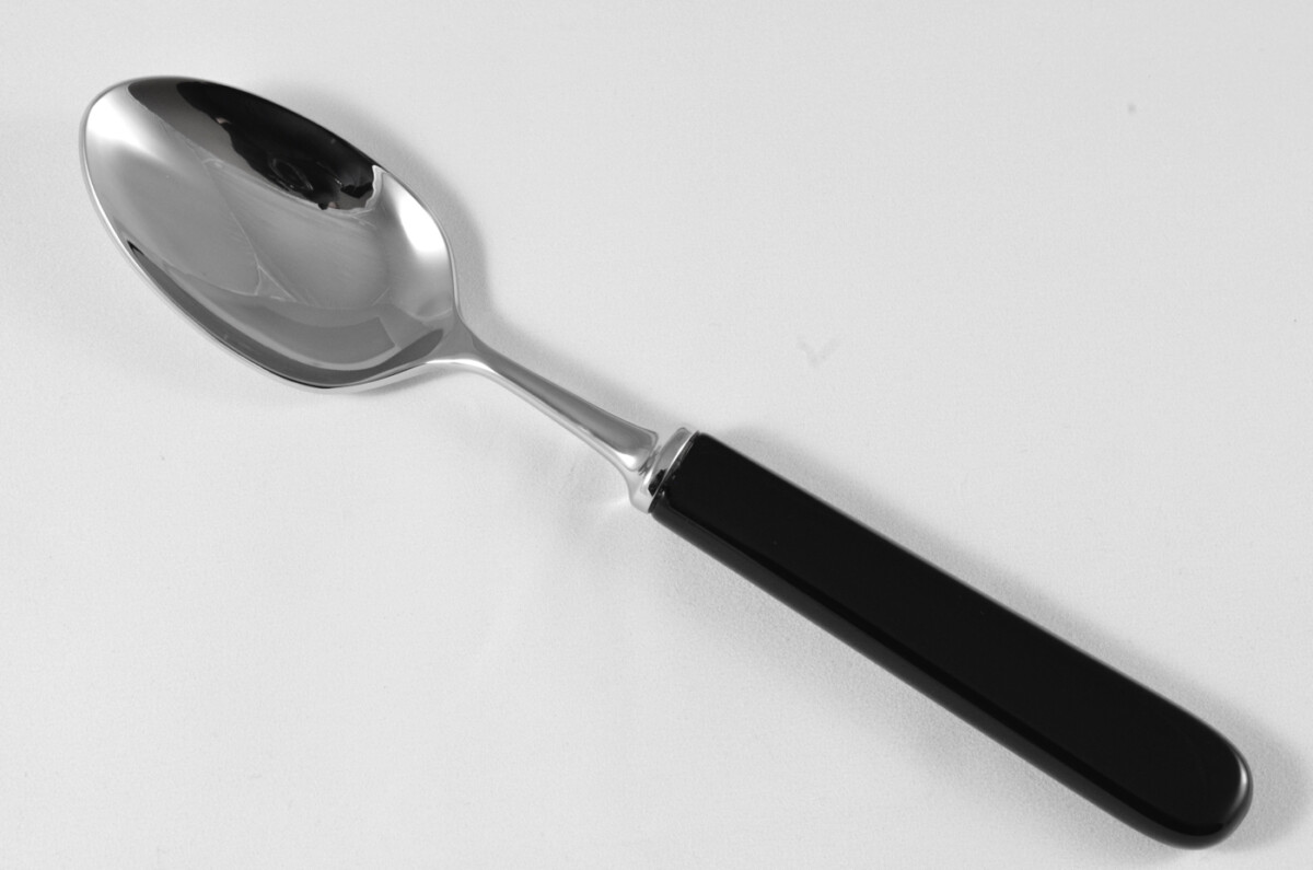 New Fantastic Genuine Black Handle Dessert Spoon Mirrored Finish Made In Sheffield England