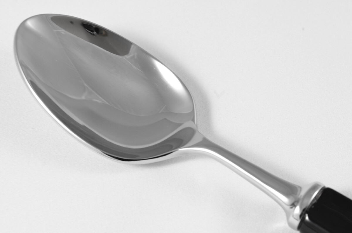 New Fantastic Genuine Black Handle Dessert Spoon Mirrored Finish Made In Sheffield England - Image 3