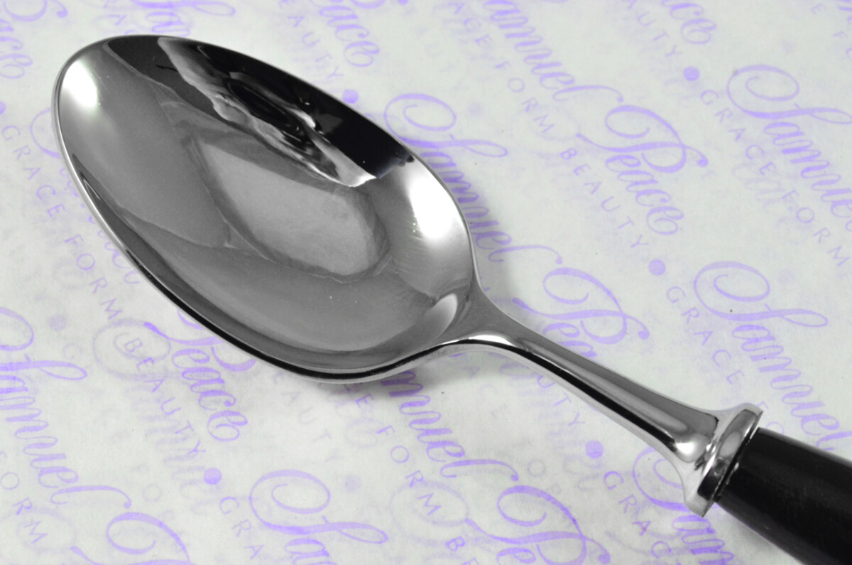 Six Brand New Genuine Water Buffalo Handle Dessert Spoons Made in Sheffield England - Image 4