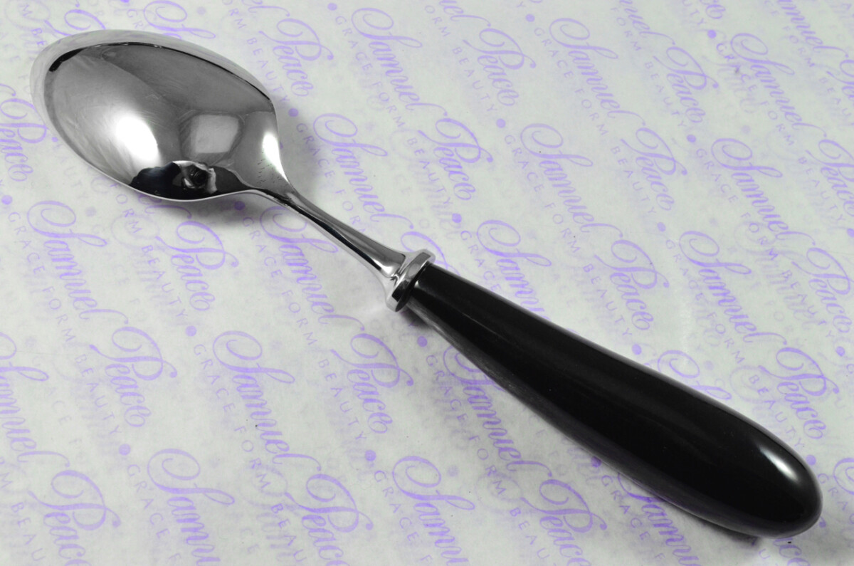 Six Brand New Genuine Water Buffalo Handle Dessert Spoons Made in Sheffield England - Image 6