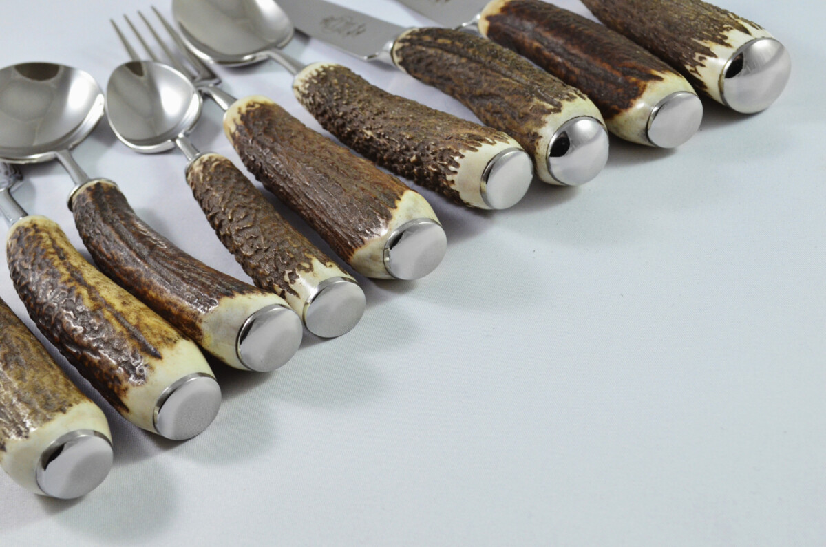 A Genuine Stag Antler Horn Handled 9 Piece Place Setting Made in Sheffield England - Image 12