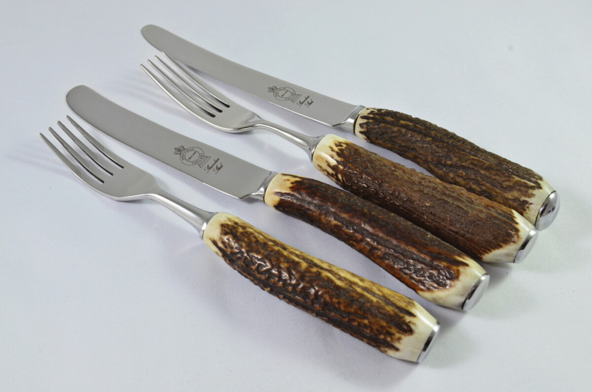 A Genuine Stag Antler Horn Handled 7 Piece Place Setting Made in Sheffield England - Image 4