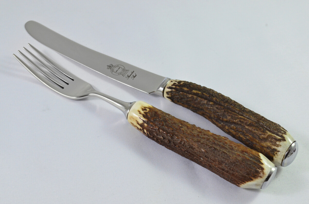 A Genuine Stag Antler Horn Handled 4 Piece Place Setting Made in Sheffield England - Image 5