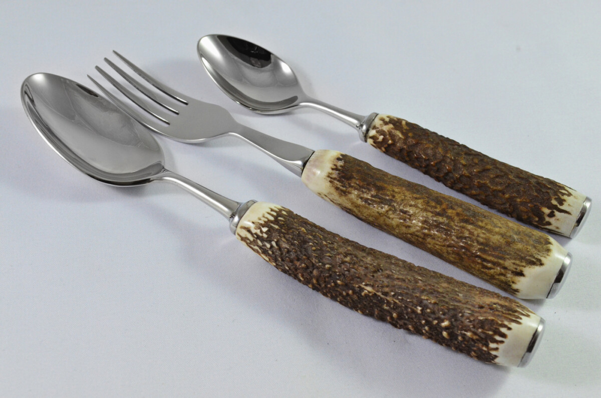 A Genuine Stag Antler Horn Handled 5 Piece American Place Setting Made in Sheffield England - Image 5