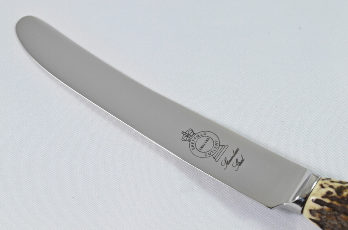 A Genuine Stag Antler Horn Handled 4 Piece Place Setting Made in Sheffield England - Image 6