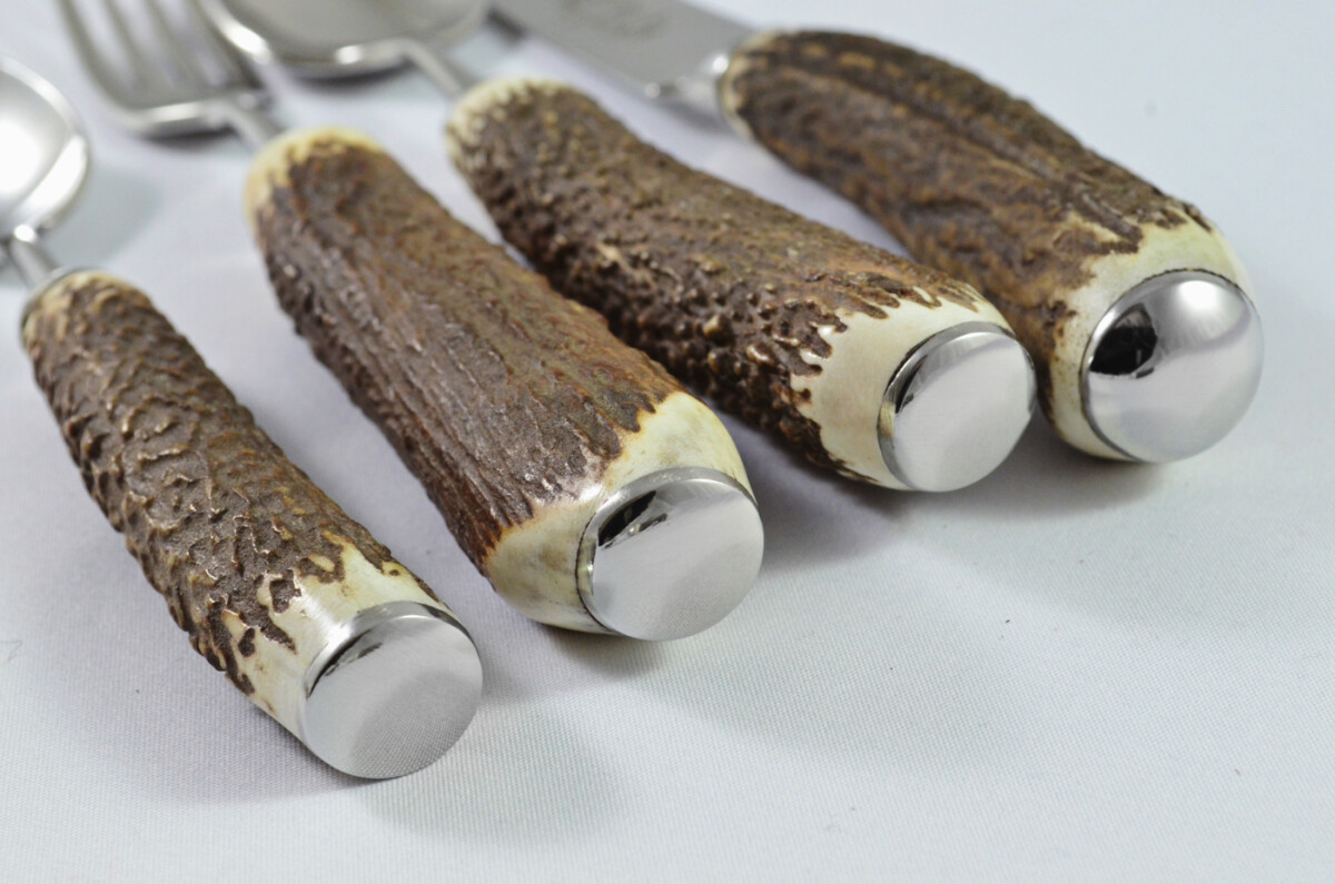 A Genuine Stag Antler Horn Handled 4 Piece Place Setting Made in Sheffield England - Image 10