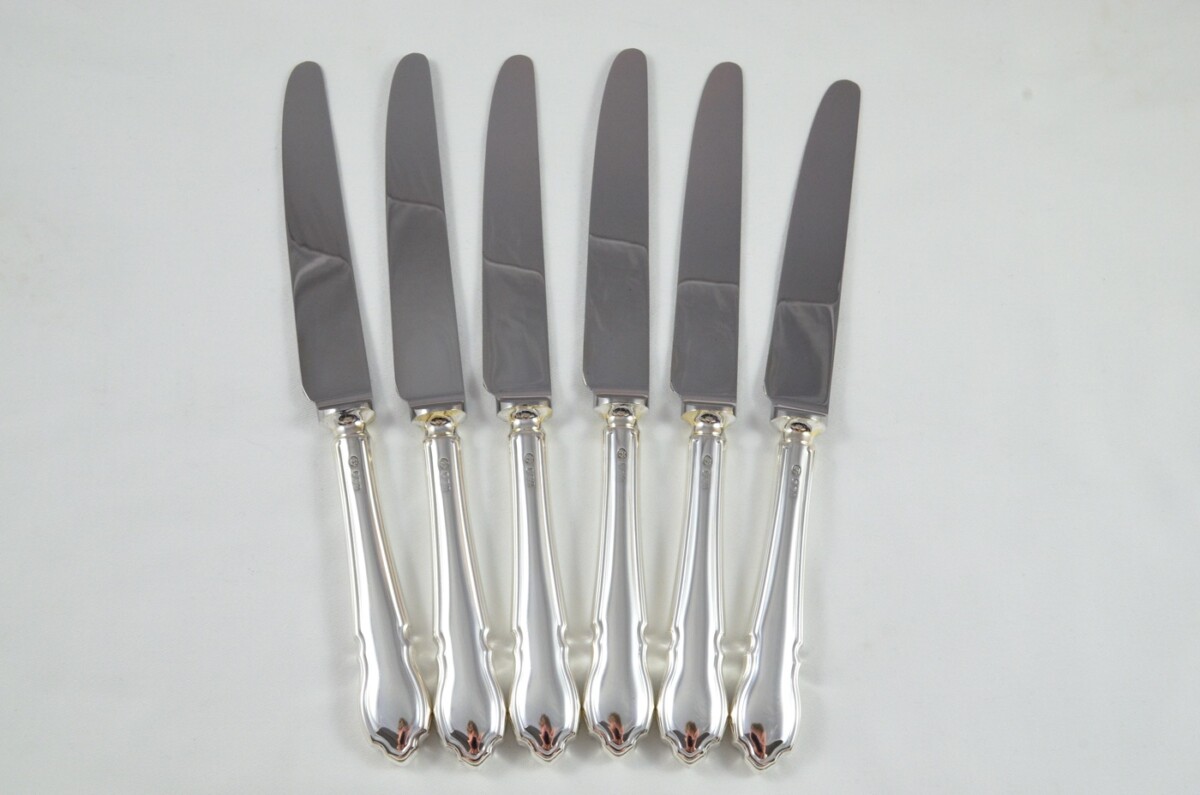 1966 Sterling Silver Dubarry Sheffield 6 Dinner Knives S.S